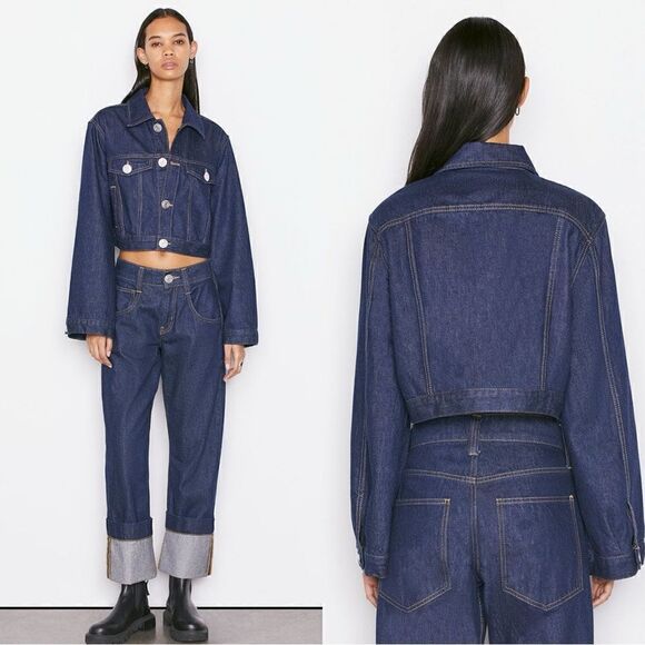 Frame Mid Denim Jean Blue Jacket Wide Sleeves Size S - Picture 1 of 11